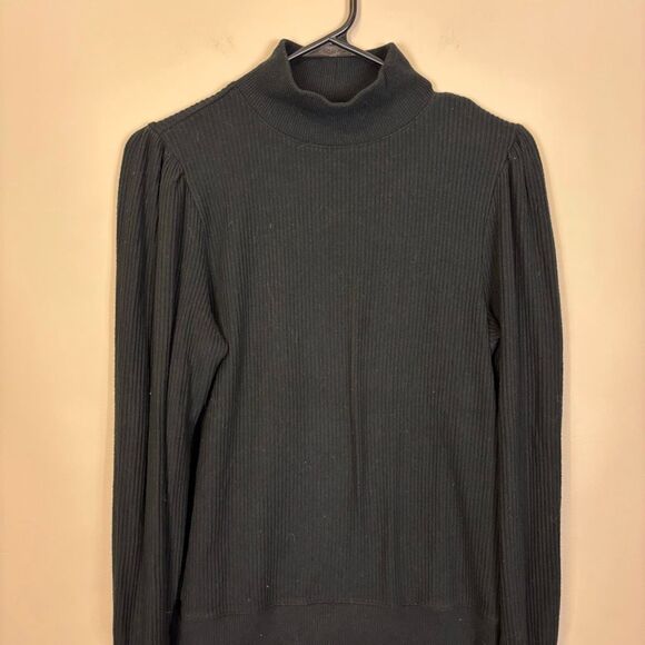 J. Crew Black Mock Neck Ribbed Long Sleeve Top Small - Picture 3 of 6